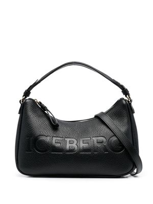Iceberg logo-stamp leather tote - Black