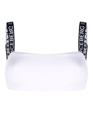 Iceberg logo-tape bikini top - White