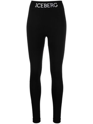 Iceberg logo-waistband leggings - Black