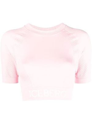 Iceberg logo-waistband panelled T-shirt - Pink