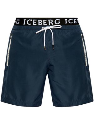 Iceberg logo-waistband swim shorts - Blue