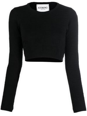 ICEBERG long-sleeve cropped T-shirt - Black
