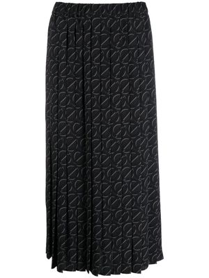 Iceberg monogram-print pleated midi-skirt - Black
