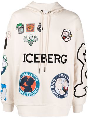 ICEBERG Popeye-patch logo-appliqué hoodie - Neutrals