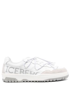 Iceberg suede-panelled low-top trainers - White