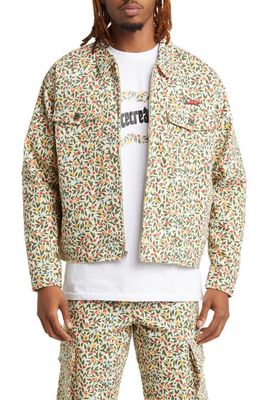 ICECREAM Can Can Floral Zip Jacket in Fog