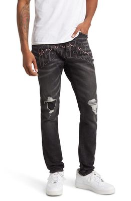 ICECREAM Frosty Embroidered Ripped Jeans in Black Peca