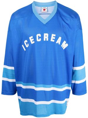 ICECREAM Hockey logo-print mesh T-shirt - Blue