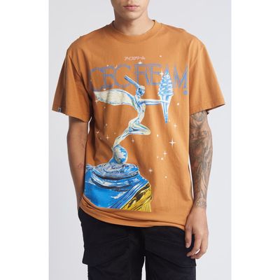 ICECREAM Hood Ornament Oversize Cotton Graphic T-Shirt in Cashew