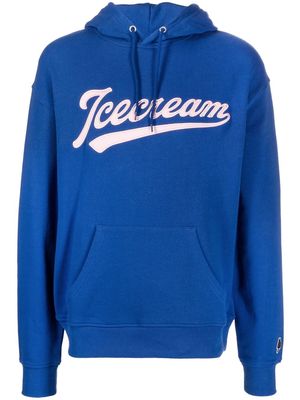 ICECREAM logo embroidery drawstring hoodie - Blue