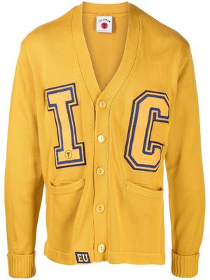 ICECREAM logo embroidery knit cardigan - Yellow