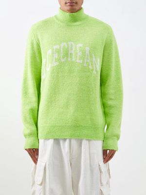 Icecream - Logo-intarsia Knitted Sweater - Mens - Green