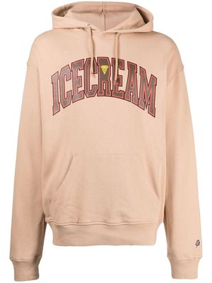 ICECREAM logo-patch pullover hoodie - Brown