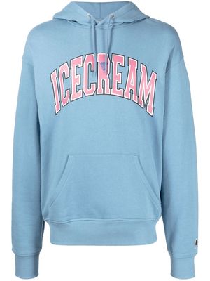 ICECREAM logo-print cotton hoodie - Blue