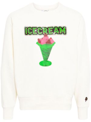 ICECREAM logo-print cotton sweatshirt - Neutrals