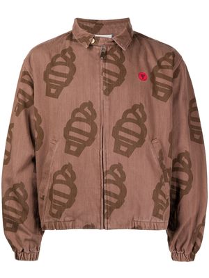 ICECREAM logo-print zip-up jacket - Brown