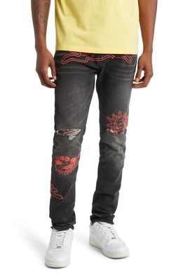 ICECREAM Outline Embroidered Ripped Jeans in Blackberry