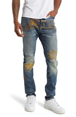 ICECREAM Perimeter Embroidered Ripped Jeans in Blueberry