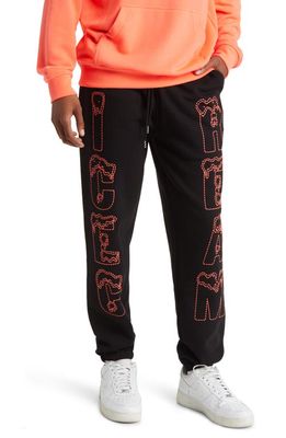 ICECREAM Snow Tops Embroidered Joggers in Black