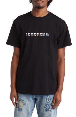 ICECREAM Snowfall Graphic T-Shirt in Black