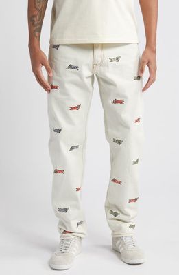 ICECREAM Stampede Strawberry Fit Straight Leg Jeans in Antique White