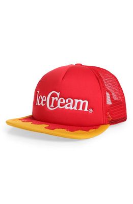 Icecream Vision Trucker Hat in Rococco Red