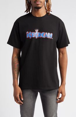 ICECREAM Word Graphic T-Shirt in Black