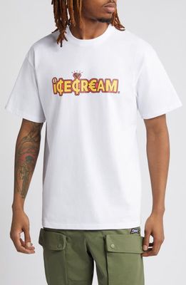 ICECREAM Word Graphic T-Shirt in White