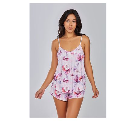 iCollection Floral Knit Open Back Cami & Shorts Set