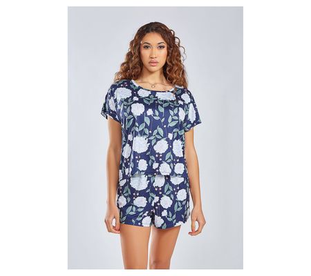 iCollection Printed Floral Knit Top & Short Lou nge Set