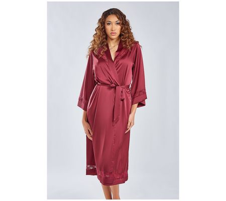 iCollection Stretch Satin with Lace Midi Robe