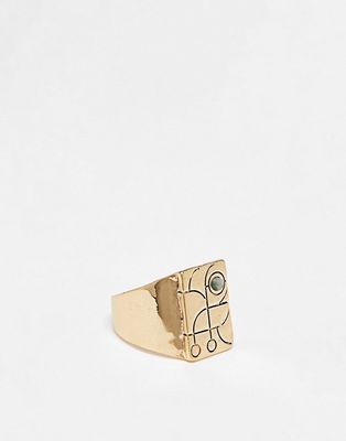 Icon Brand abstract design square signet ring in gold