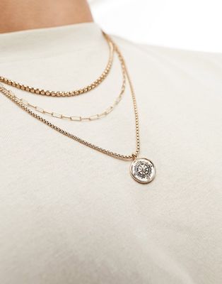 Icon Brand de la perla triple row compass necklace in gold-Silver