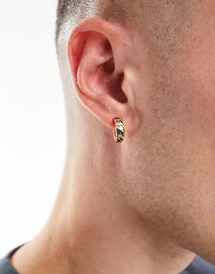 Icon Brand engraved huggie hoop earrings in gold