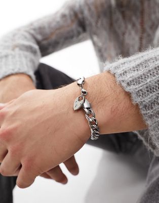 Icon Brand stainless steel heart locket bracelet in silver-Gray