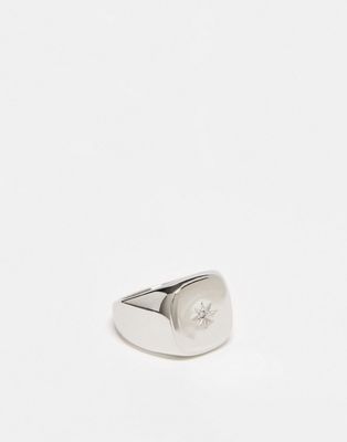 Icon Brand stainless steel vintage star signet ring in silver-Gold