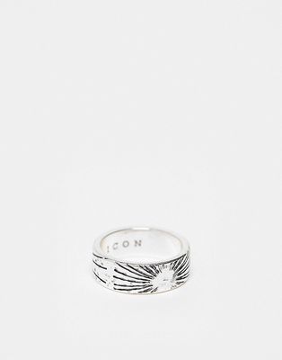 Icon Brand sunburst band ring in silver