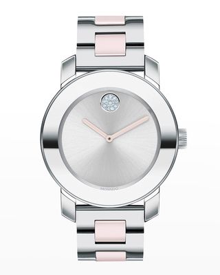 Iconic 36mm Crystal Dot Bracelet Watch, Blush/Silver