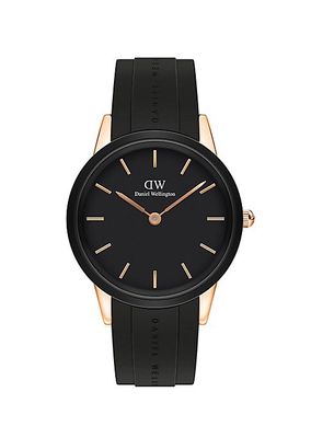 Iconic Motion Rose Gold & Rubber Strap Watch/40MM