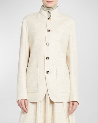 Iconic Spagna Wool Silk Single-Breasted Jacket