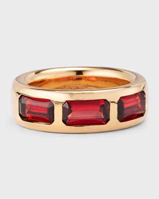 Iconica 18K Rose Gold 3 Garnet Ring, Size 53
