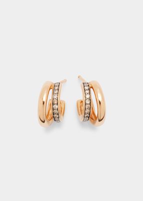 Iconica 18K Rose Gold and Brown Diamond Double Hoop Earrings