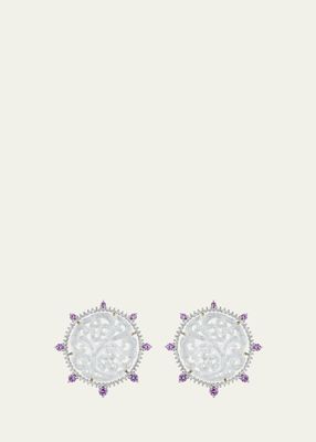 Icy Jade Clip-On Earrings with Diamonds and Sapphires