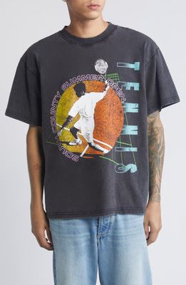 ID Supply Co Summer Open Graphic T-Shirt in Washed Black