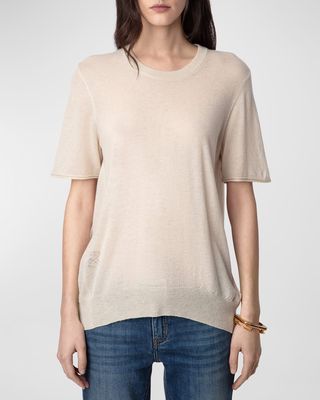 Ida Cashmere Short-Sleeve Sweater
