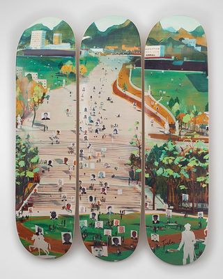 "Idol Hands" by Jules de Balincourt Skateboard Triptych Wall Art, Hand-Signed