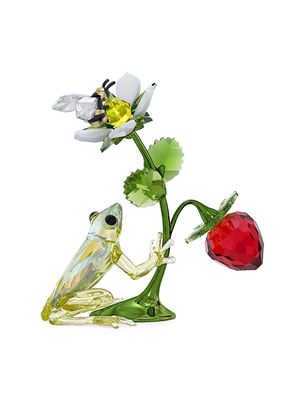 Idyllia Frog, Bee, & Strawberry Crystal Sculpture