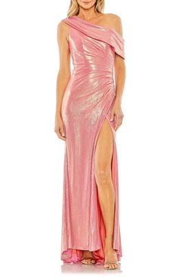 Ieena for Mac Duggal Asymmetric Ruched Waist Gown in Coral 