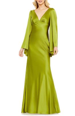 Ieena for Mac Duggal Bell Sleeve Gown in Apple Green