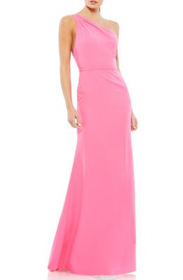 Ieena for Mac Duggal One-Shoulder Jersey Mermaid Gown in Hot Pink